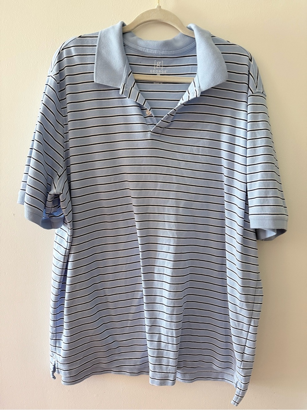 George Light Blue Polo with Navy Stripe